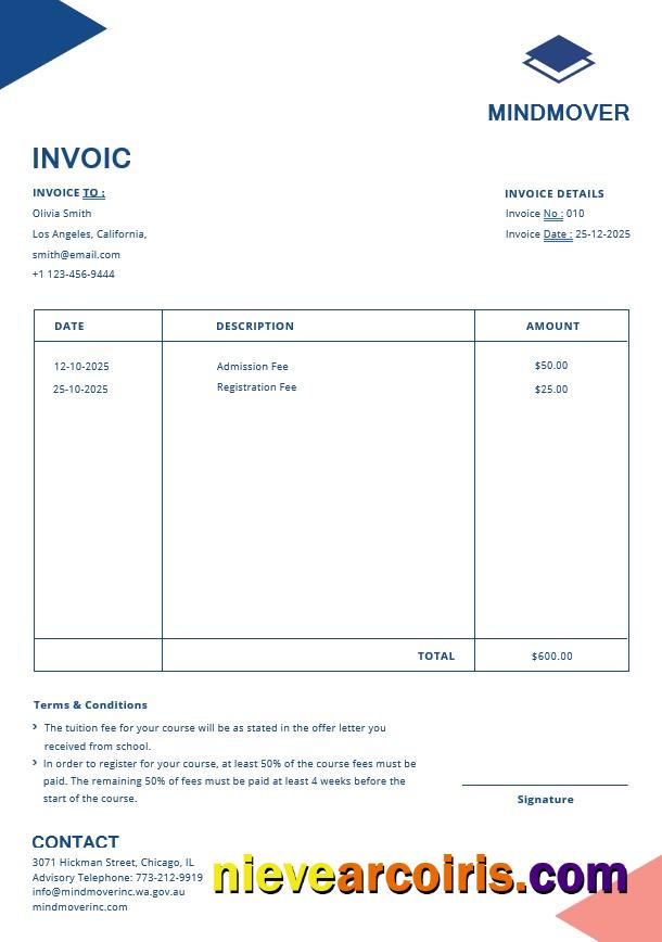 Blank Education Invoice
